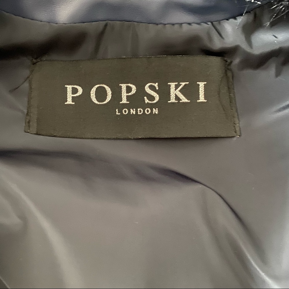 Popski London "Faye" Faux Fur Vest Gilet Navy Blue One Size - Picture 4 of 5